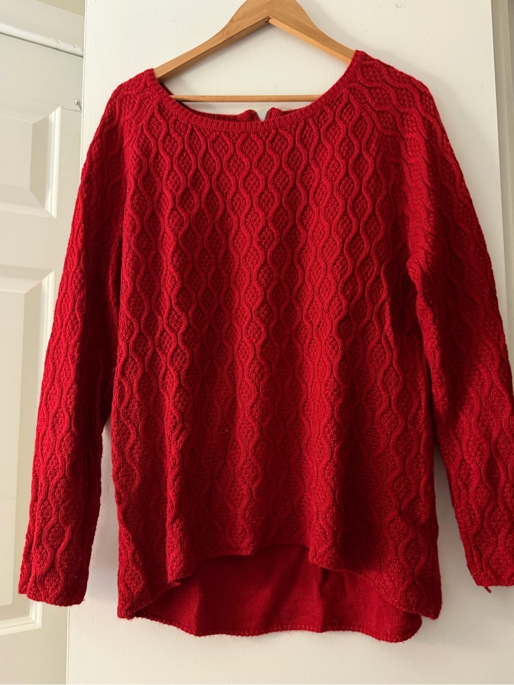 Red Cable Knit Women's Sweater - Classic Cozy Pullover